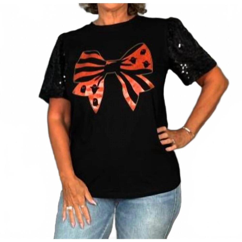 NEW SOUTHERN GRACE boos and bows tee in black